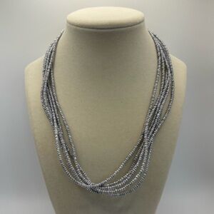 Multi-Strand Gray Seed Bead Necklace